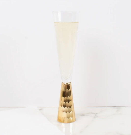 Gold Hammered Champagne Glass set of 4
