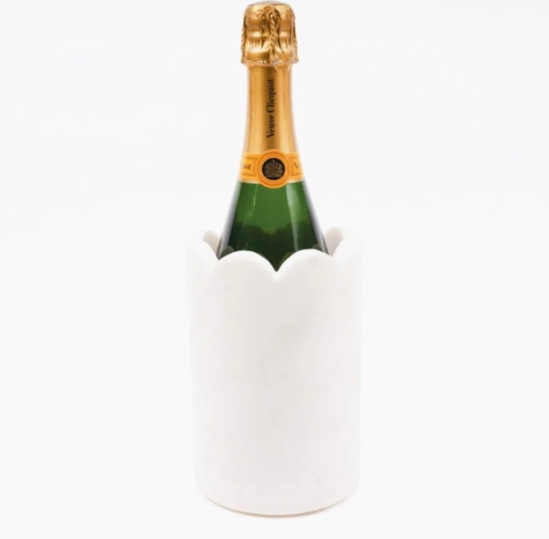 White Marble Scalloped Wine & Champagne Chiller