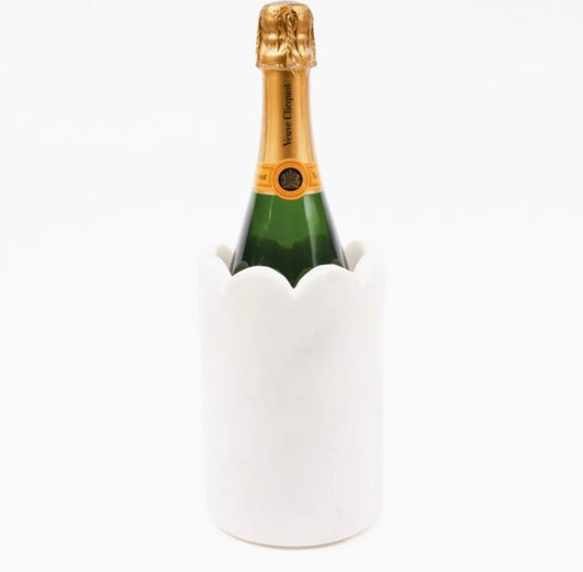 White Marble Scalloped Wine & Champagne Chiller