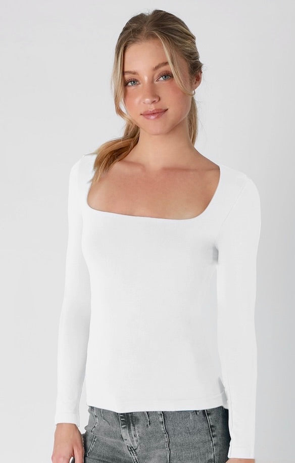 NIKIBIKI-white square neck top