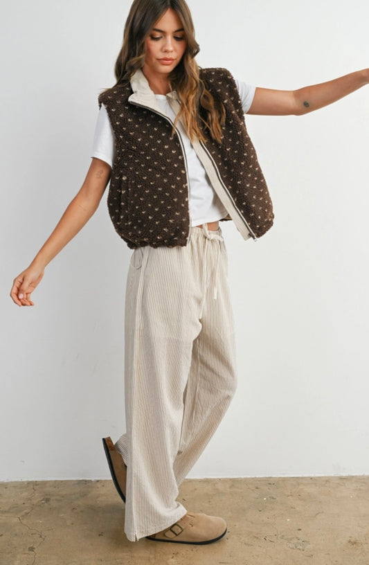 Brown floral sleeveless vest