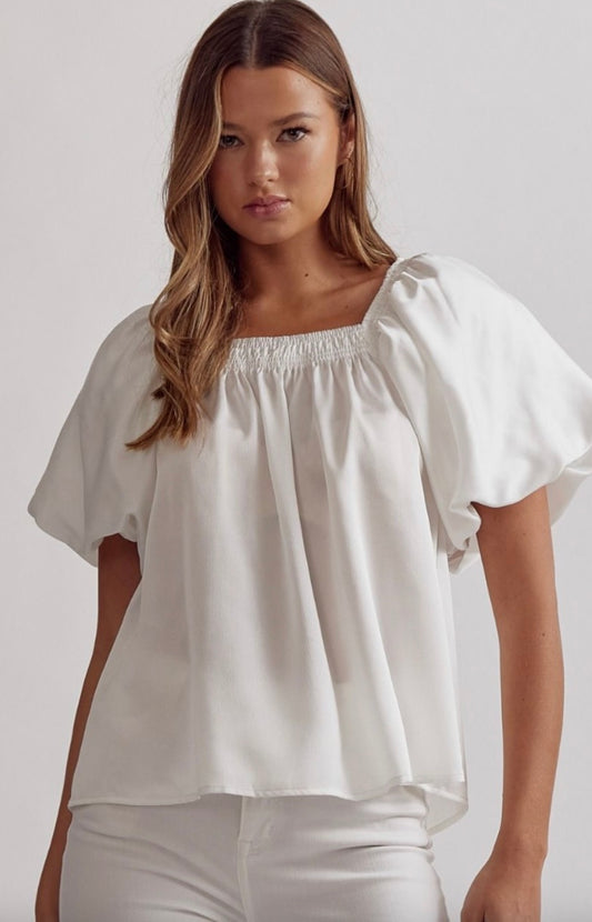 Off white square neck blouse