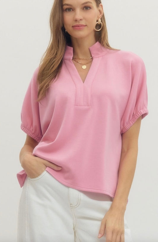 Baby Pink V neck top