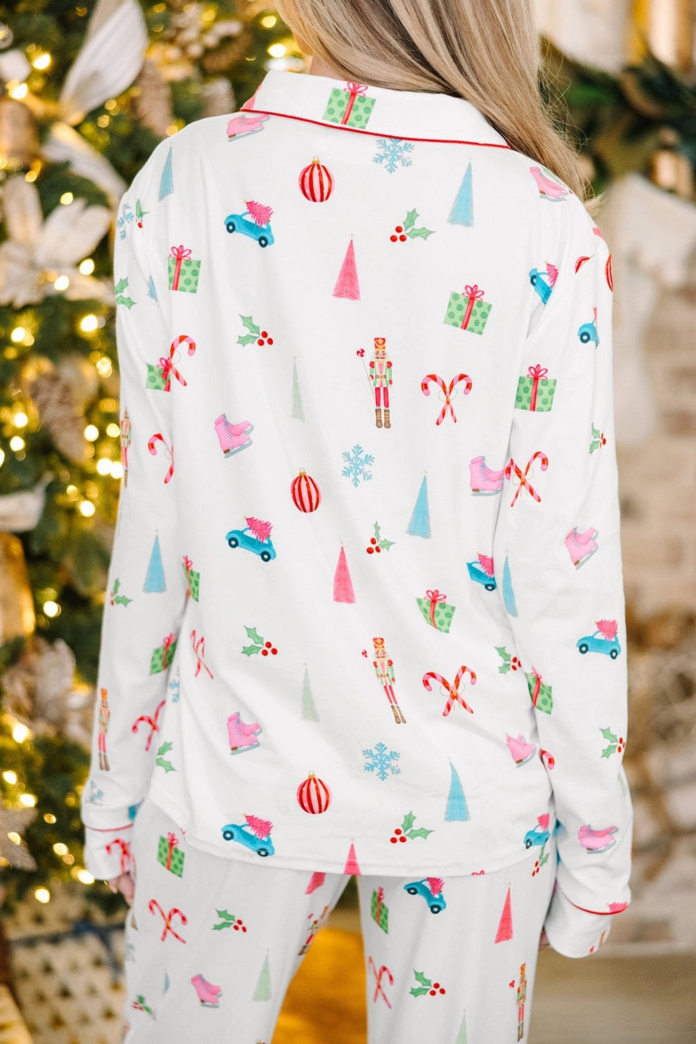 White Christmas Print Pajamas