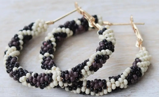 black/white hoop earring