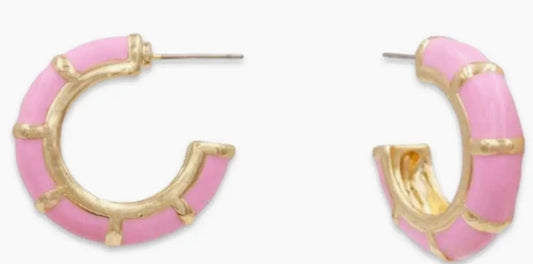 pink bamboo hoop earring