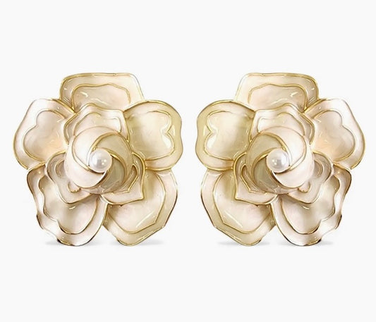 White Rose Flower earring