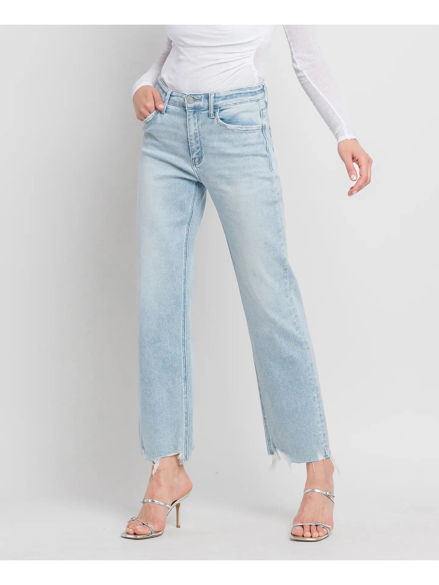 High Rise Slim Wide Jeans