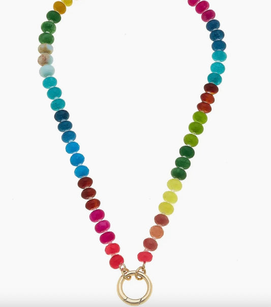 Gemstone Beaded Charm Necklace Rainbow Multi
