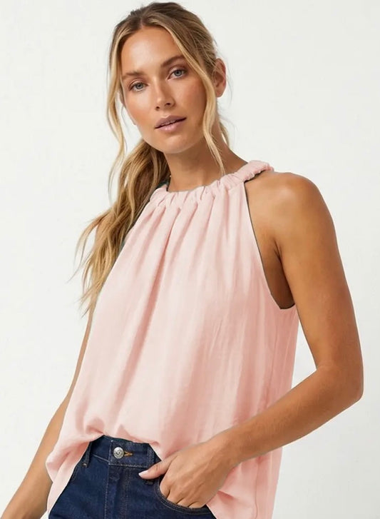 Twisted Halter Style Top with Tie Back