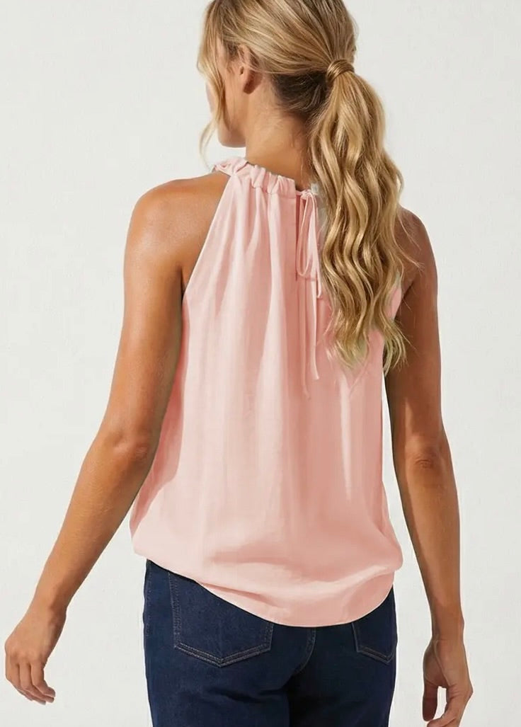 Twisted Halter Style Top with Tie Back