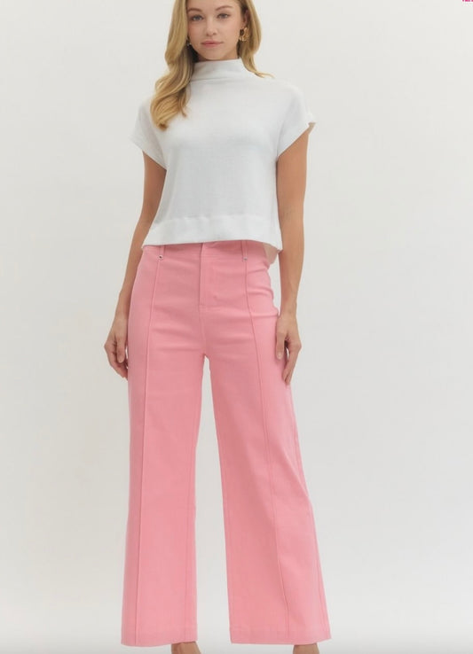 Pink wide leg jean