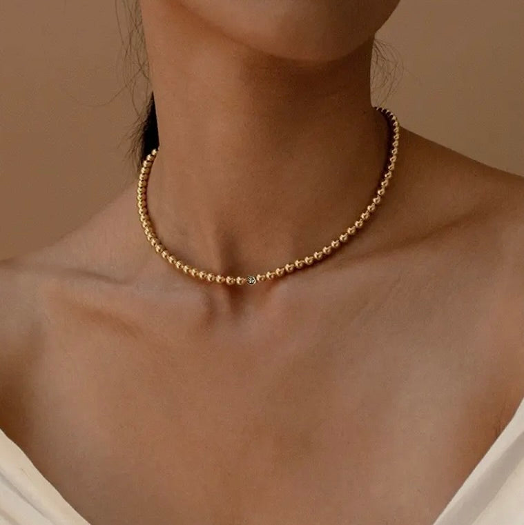 18K Stainless Steel Tarnish Free Beaded Necklace