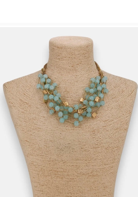 Chunky Blue Beaded Necklace
