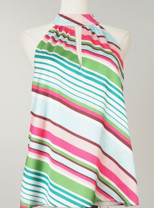 Multi stripe top and skirt set