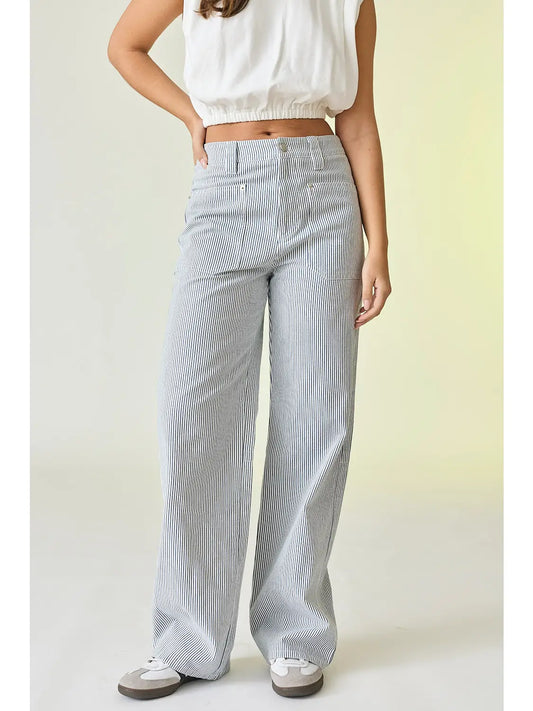 PInstripe Straight Jeans