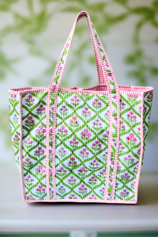Miller Pink and Green Floral Tote Bag