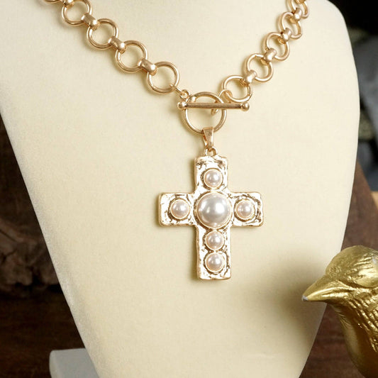 Primitive Cross Necklace – Pearl